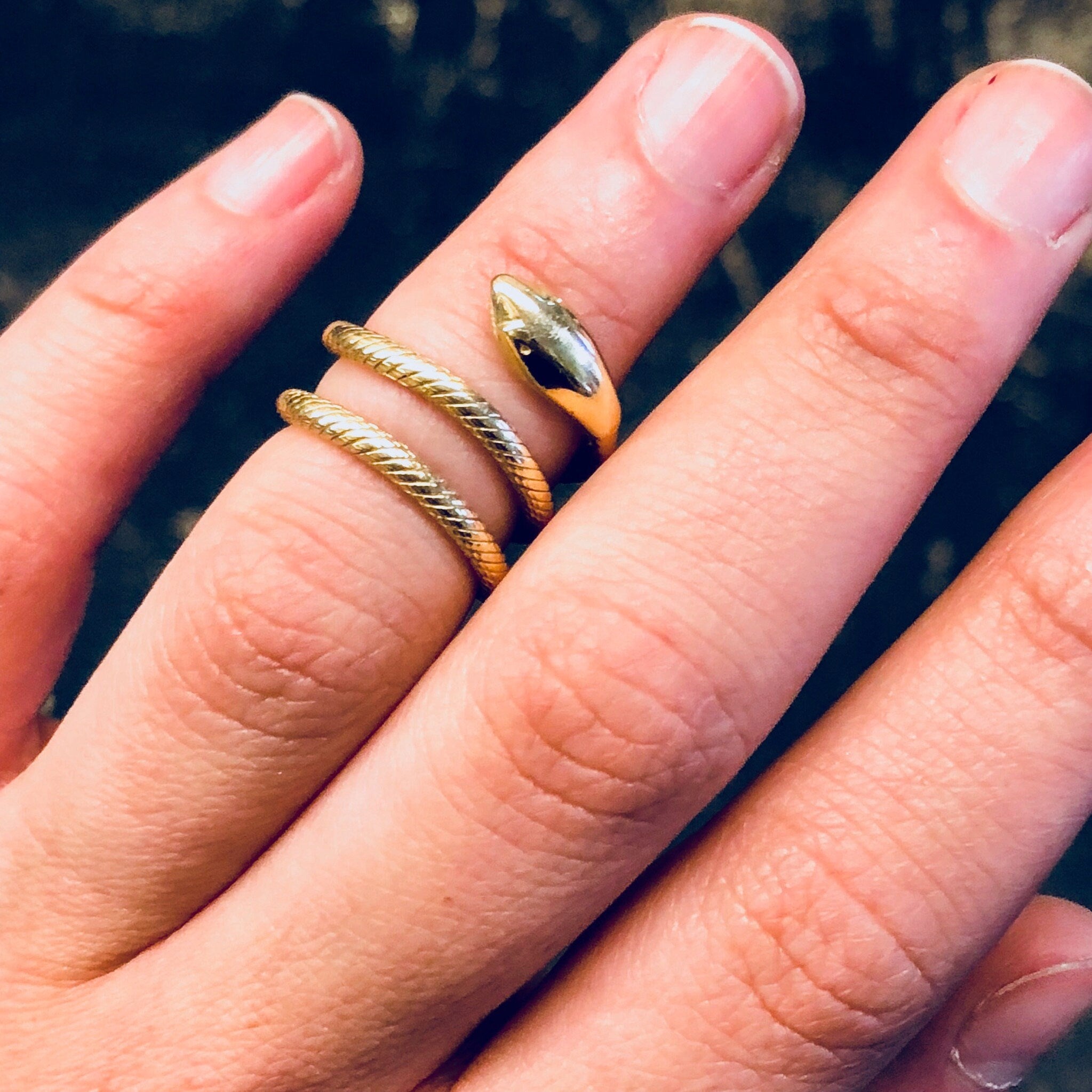 Vintage Gold Ring, Snake Ring, Gold Snake, 14 Karat Gold, 14K Gold, Yellow Gold, Spiral Snake Ring, Boho Snake Ring, Bohemian Style, Midi