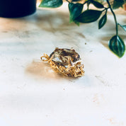 Vintage Gold Pendant, Smoky Quartz, 14 Karat Gold, 14K Gold, Yellow Gold, Quartz Jewelry, Vintage Jewelry, Vintage Necklace, Diamond, Gold