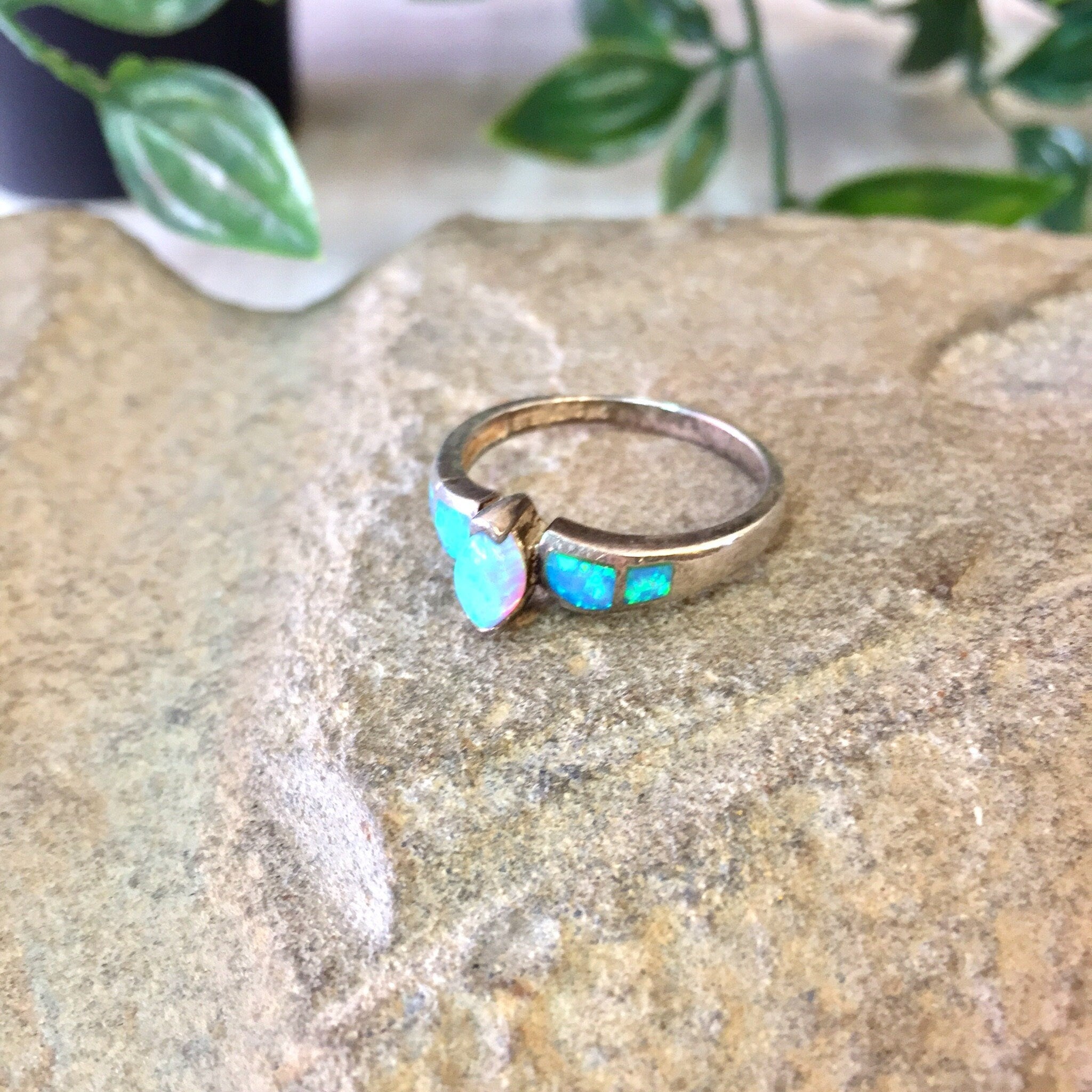 Vintage Silver Ring, Opal Ring, Vintage Jewelry, Sterling Silver, Opal Jewelry, Inlayed Opal Stones, Large Ring, Men's Ring, Thumb Ring