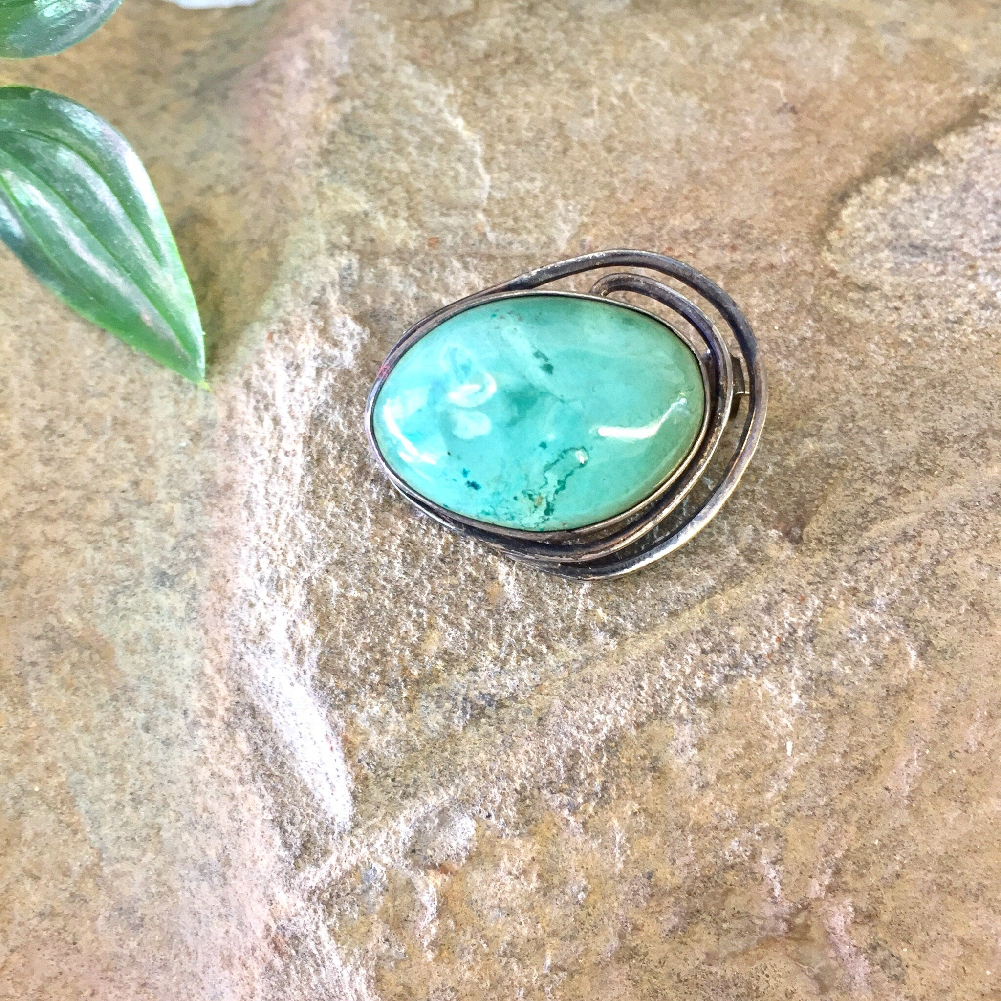 Vintage Silver Brooch, Turquoise Brooch, Vintage Pin, Vintage Jewelry, Pendant, Necklace, Blue, Green, Vintage Necklace, Gift for Mom