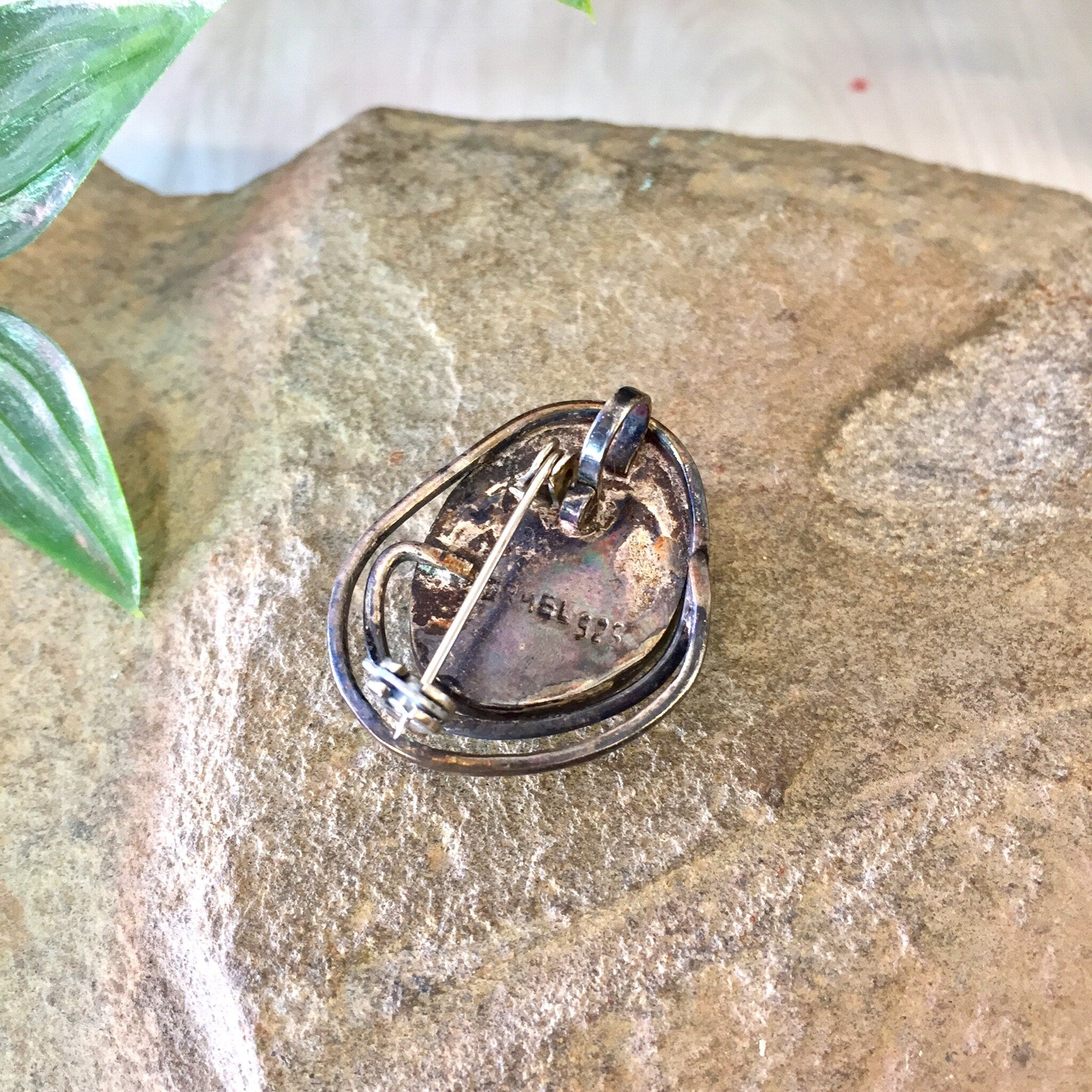 Vintage Silver Brooch, Turquoise Brooch, Vintage Pin, Vintage Jewelry, Pendant, Necklace, Blue, Green, Vintage Necklace, Gift for Mom