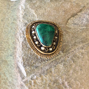 Vintage Silver Brooch, Sterling Silver, Vintage Jewelry, Pendant, Vintage Pin, Green Turquoise, Turquoise Jewelry, Beaded Brooch, Green,