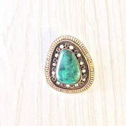 Vintage Silver Brooch, Sterling Silver, Vintage Jewelry, Pendant, Vintage Pin, Green Turquoise, Turquoise Jewelry, Beaded Brooch, Green,