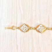 Vintage Gold Bracelet, Gold Toned Bracelet, Vintage Jewelry, Costume Jewelry, White and Gold, Sparkles, Art Deco Jewelry, Link Bracelet,