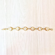 Vintage Gold Bracelet, Gold Toned Bracelet, Vintage Jewelry, Costume Jewelry, White and Gold, Sparkles, Art Deco Jewelry, Link Bracelet,
