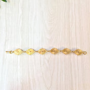 Vintage Gold Bracelet, Gold Toned Bracelet, Vintage Jewelry, Costume Jewelry, White and Gold, Sparkles, Art Deco Jewelry, Link Bracelet,