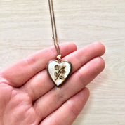 Vintage Locket, Vintage Necklace, Heart Shaped Locket, Mother Of Pearl, Floral Locket, Gold Filled Locket, Pendant Necklace,Keepsake Jewelry