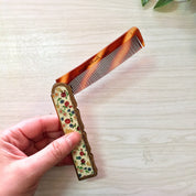 Vintage Pocket Comb, Stratton Comb, Folding Comb, Floral Comb, Made in Stratton England, Flowers, Floral Print, Small, Metal, Travel Size