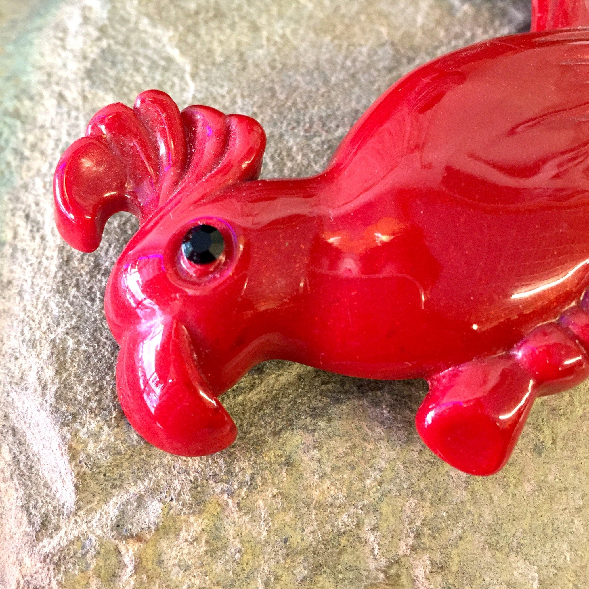 Vintage Bakelite Brooch, Red Bakelite, Bakelite Bird Pin, Vintage Bakelite, Vintage Jewelry, Parrot Brooch, Vintage Pin, Red, Parrot, Bird