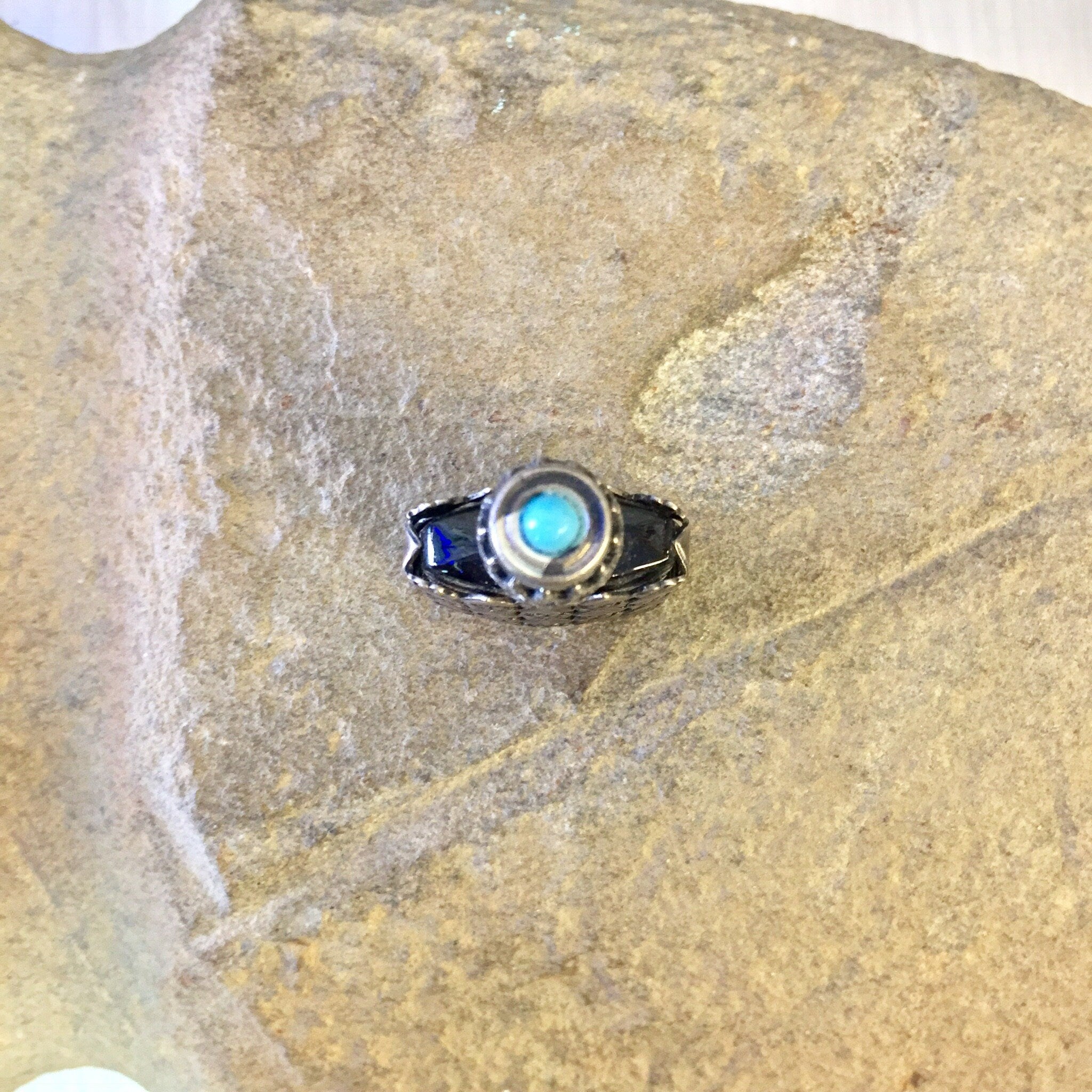 Vintage Perfume Bottle, Small Vintage Bottle, Sterling Silver Bottle, Vintage Bottle, Mini Bottle, Flowers, Turquoise, Silver and Glass