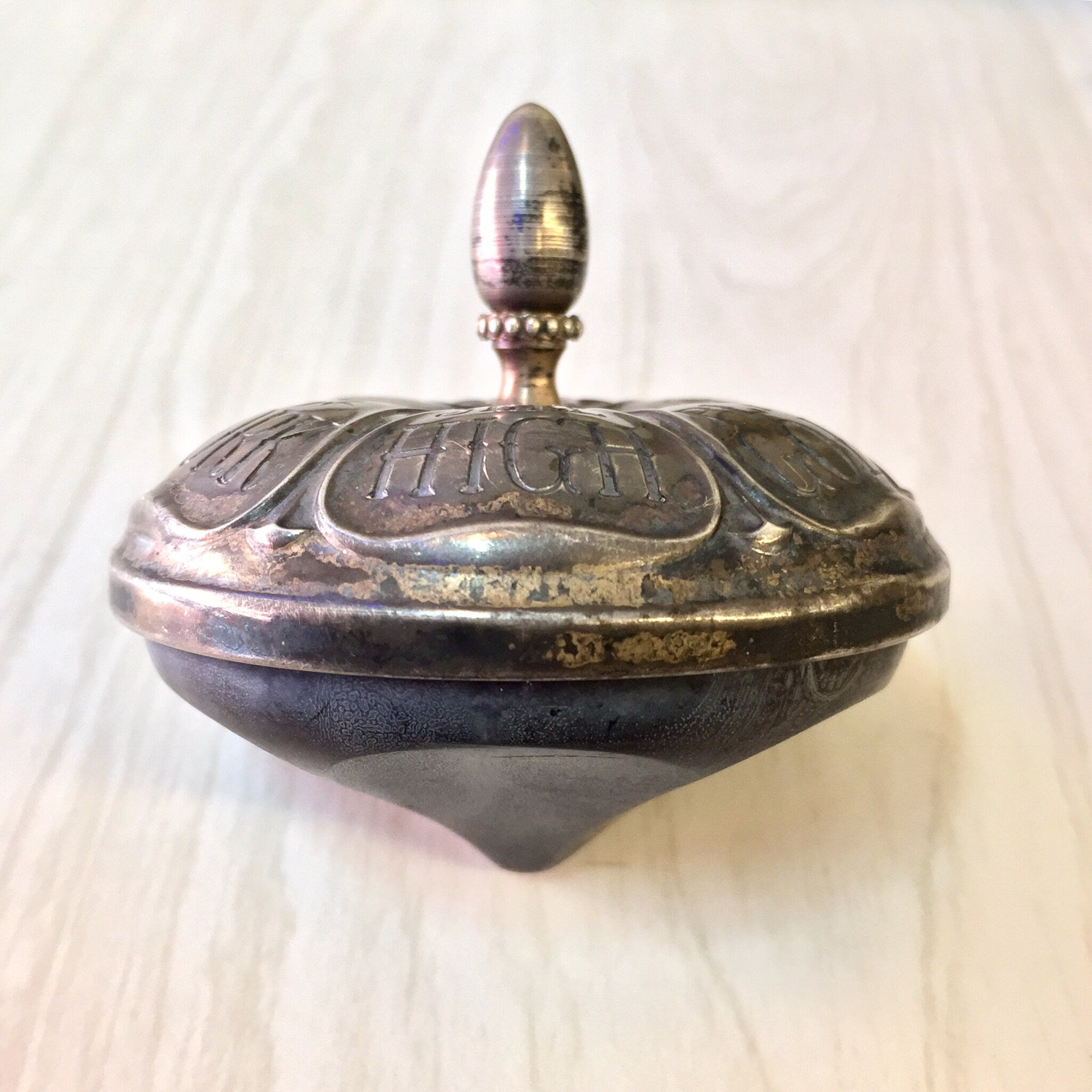 Antique Toy Top by Gorham, Antique Gorham Silver, Gorham Spinning Top, Realtor Spinning Top, Game, Toy, Top, Sterling Silver, Ebony, Fortune