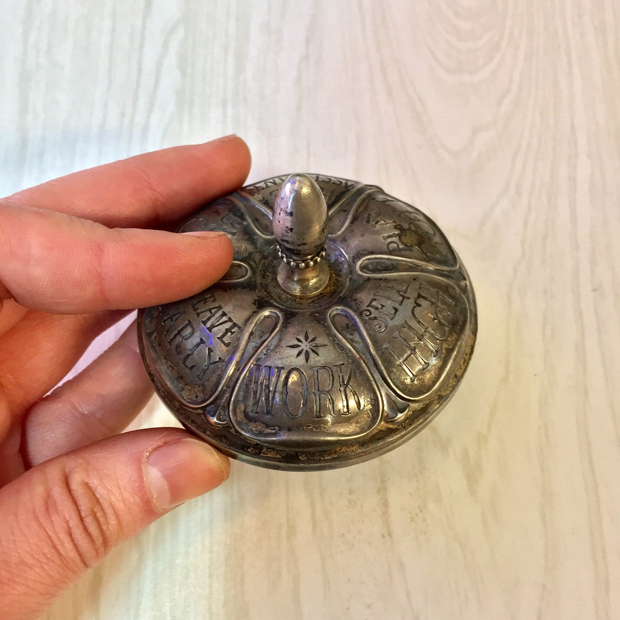 Antique Toy Top by Gorham, Antique Gorham Silver, Gorham Spinning Top, Realtor Spinning Top, Game, Toy, Top, Sterling Silver, Ebony, Fortune