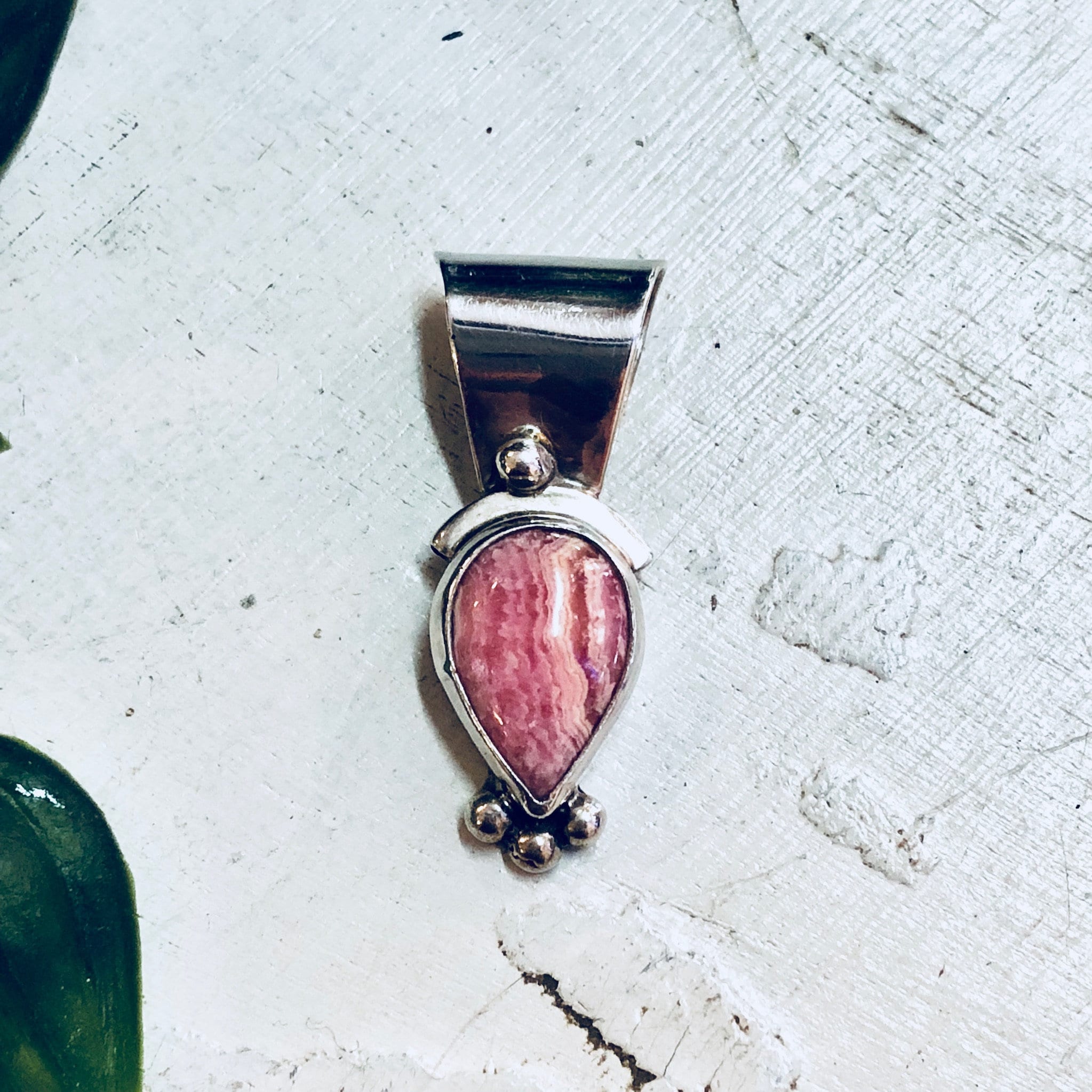 Vintage Silver Pendant, Pink Rhodochrosite, Rhodochrosite, Pink Jewelry, Sterling Silver, Necklace, Pendant, Vintage Jewelry, Pink and White
