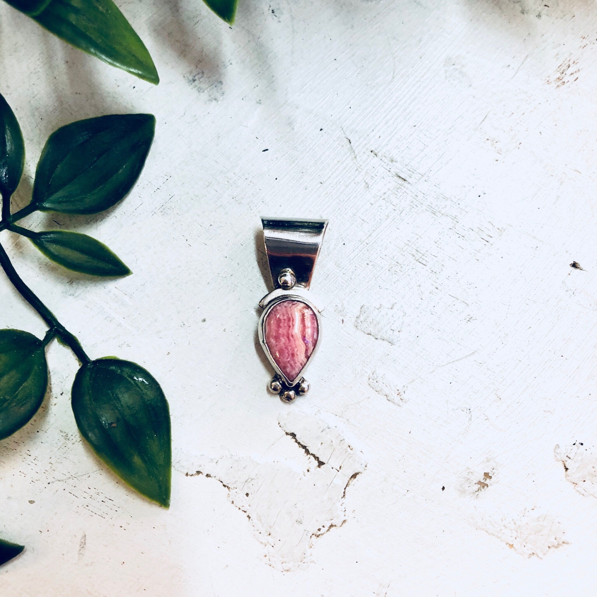 Vintage Silver Pendant, Pink Rhodochrosite, Rhodochrosite, Pink Jewelry, Sterling Silver, Necklace, Pendant, Vintage Jewelry, Pink and White