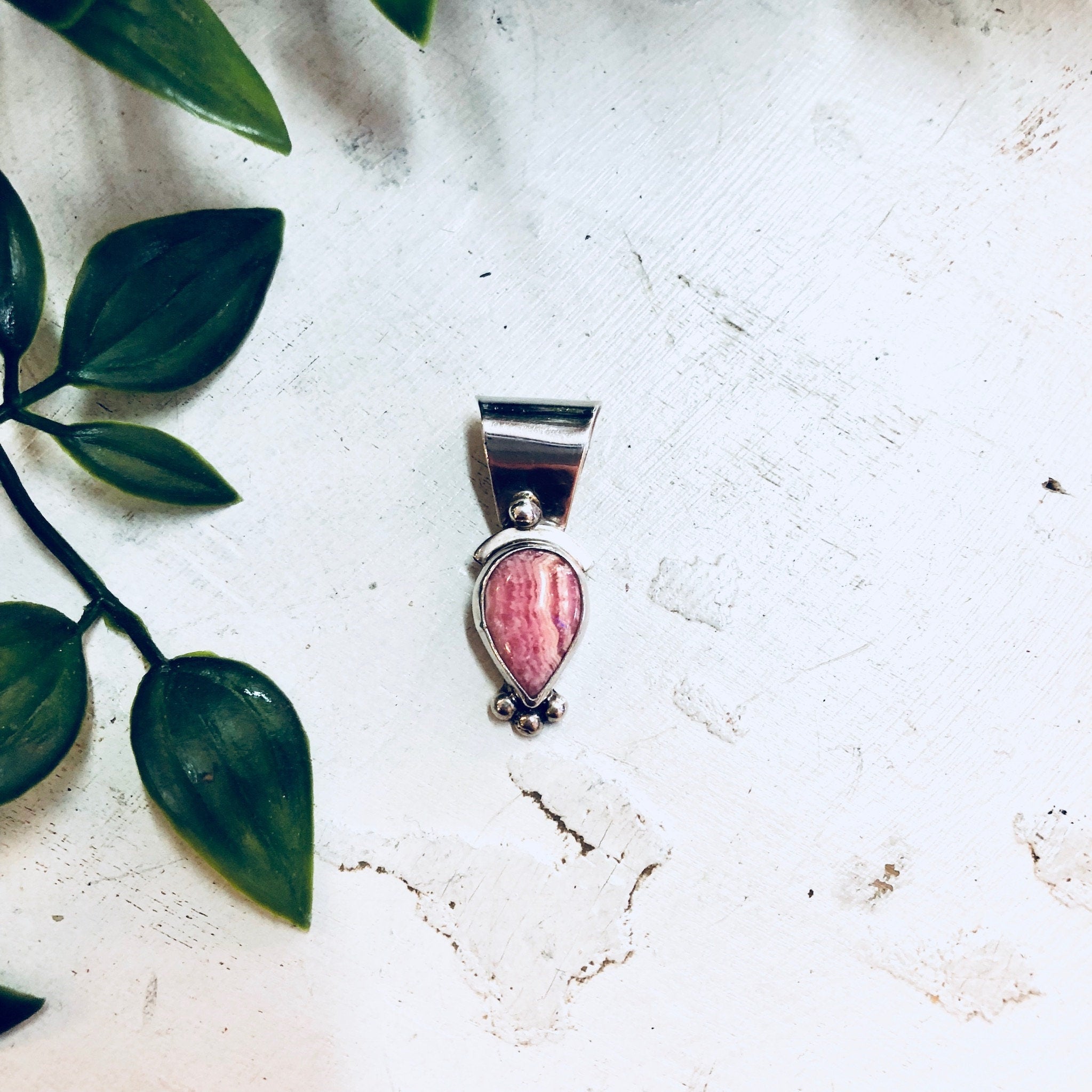 Vintage Silver Pendant, Pink Rhodochrosite, Rhodochrosite, Pink Jewelry, Sterling Silver, Necklace, Pendant, Vintage Jewelry, Pink and White