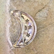 Vintage Silver Brooch, Sterling Silver, Vintage Jewelry, Moon Brooch, Crescent Moon, Moon and Stars, Vintage Pin, Moon Jewelry, Stars, Space