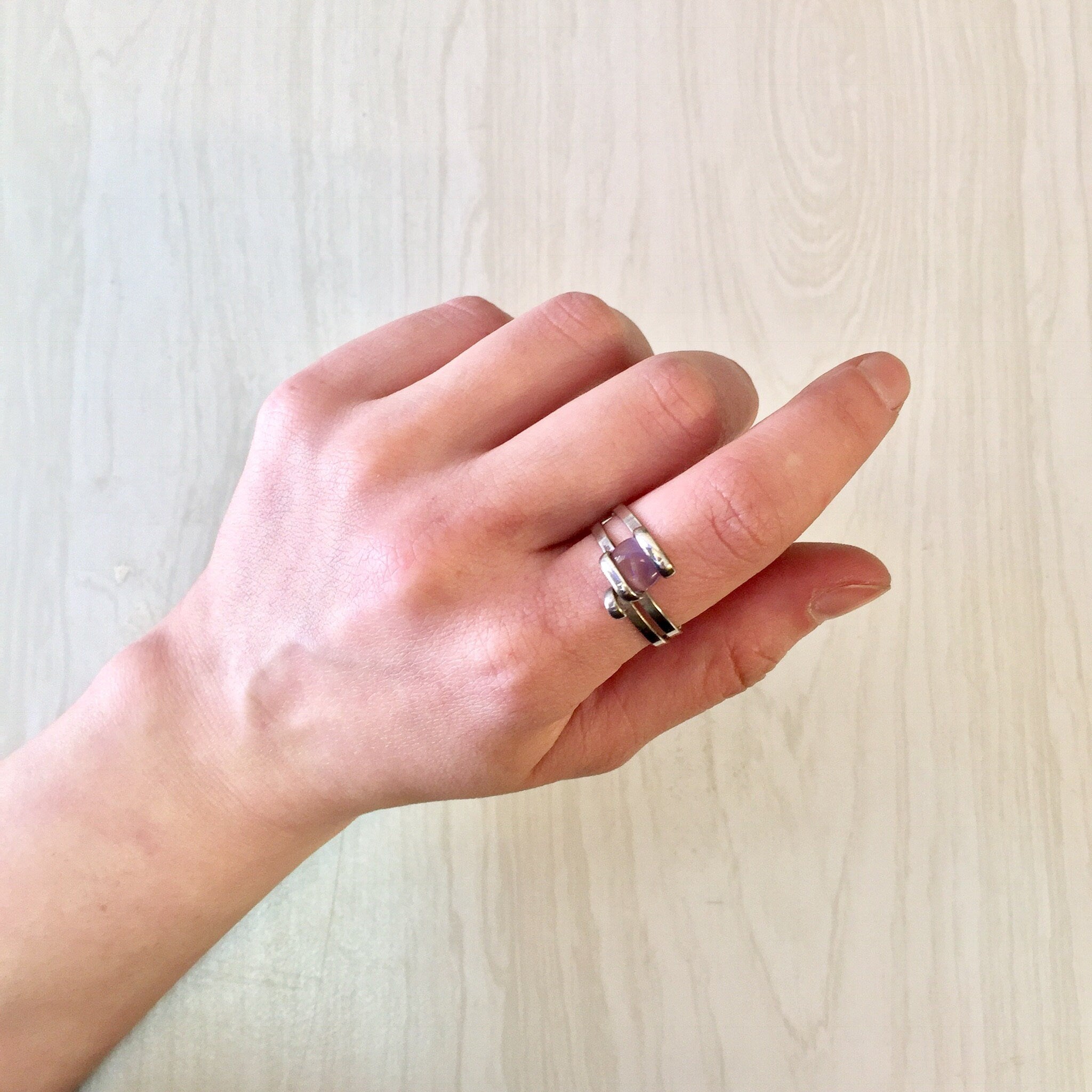 Vintage Silver Ring, Sterling Silver, Vintage Jewelry, Purple Stone, Purple Jewelry, Beaded Jewelry, Spiral Ring, Twist Ring, Light Purple