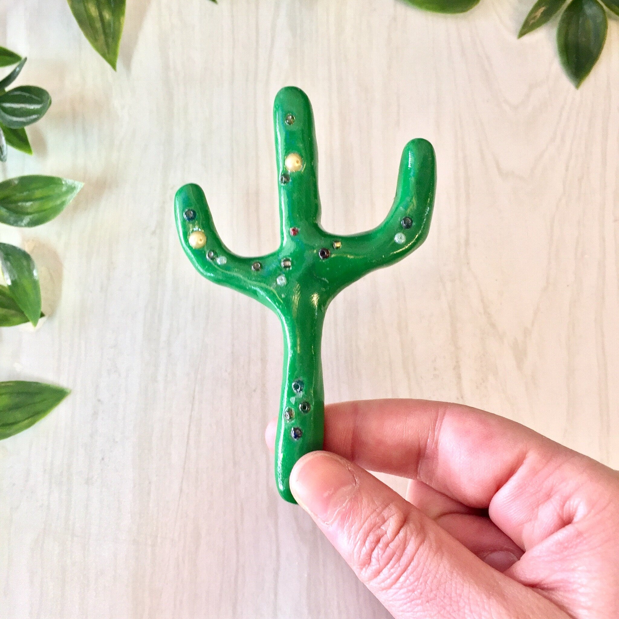 Vintage Cactus Brooch, Cactus Pin, Vintage Jewelry, Vintage Brooch, Green Cactus, Plant Lover, Crazy Plant Lady, Vintage Pin, Wooden Pin
