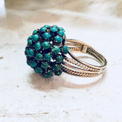 Vintage Gold Ring, Turquoise Ring, Blue and Green, 14 Karat Gold, 14K, Yellow Gold, Turquoise Jewelry, Cocktail Ring, Statement Jewelry