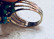 Vintage Gold Ring, Turquoise Ring, Blue and Green, 14 Karat Gold, 14K, Yellow Gold, Turquoise Jewelry, Cocktail Ring, Statement Jewelry