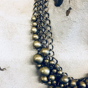 Vintage Necklace, Choker, Vintage Jewelry, Gold Toned Necklace, Bib Necklace, Statement Jewelry, Costume Jewelry, Brass Toned, Ball Necklace