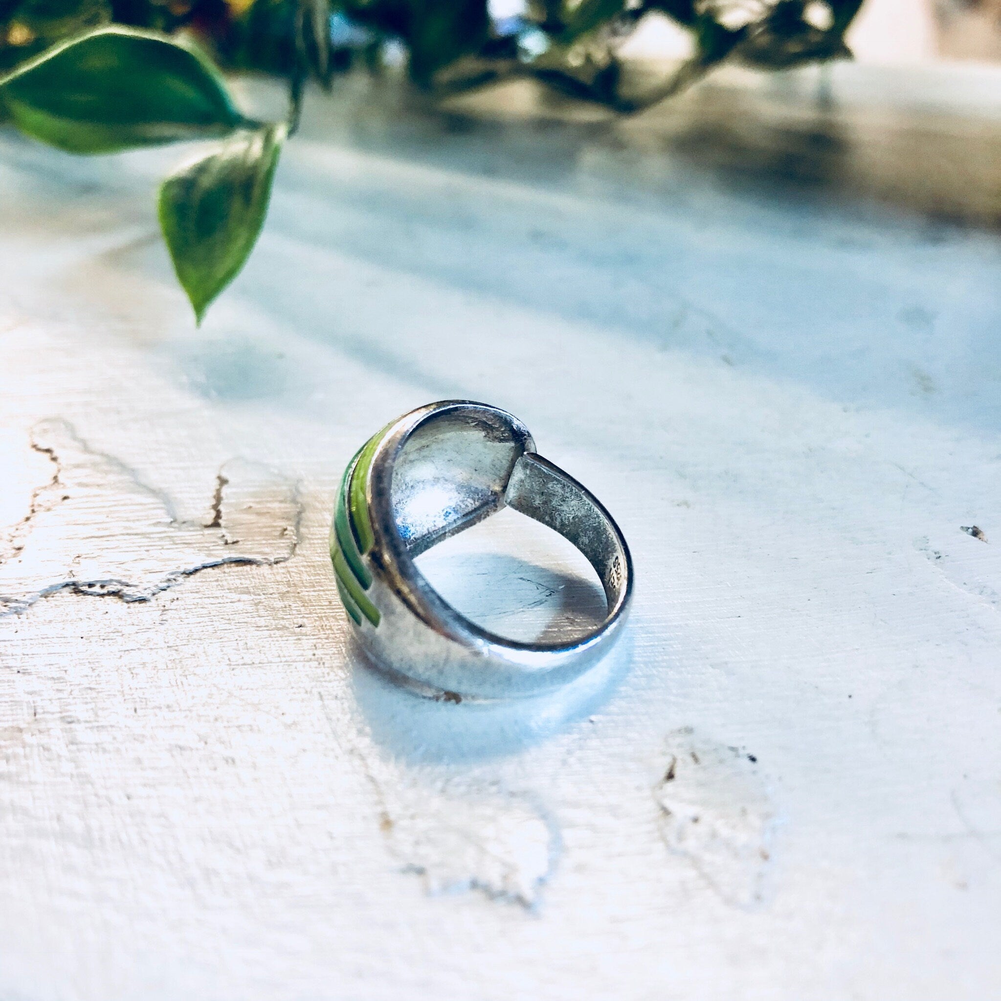 Vintage Silver Ring, David Andersen Ring, Norwegian Jewelry, Green Enamel Ring, Adjustable Ring, Vintage Jewelry, Green Jewelry, Shell Shape
