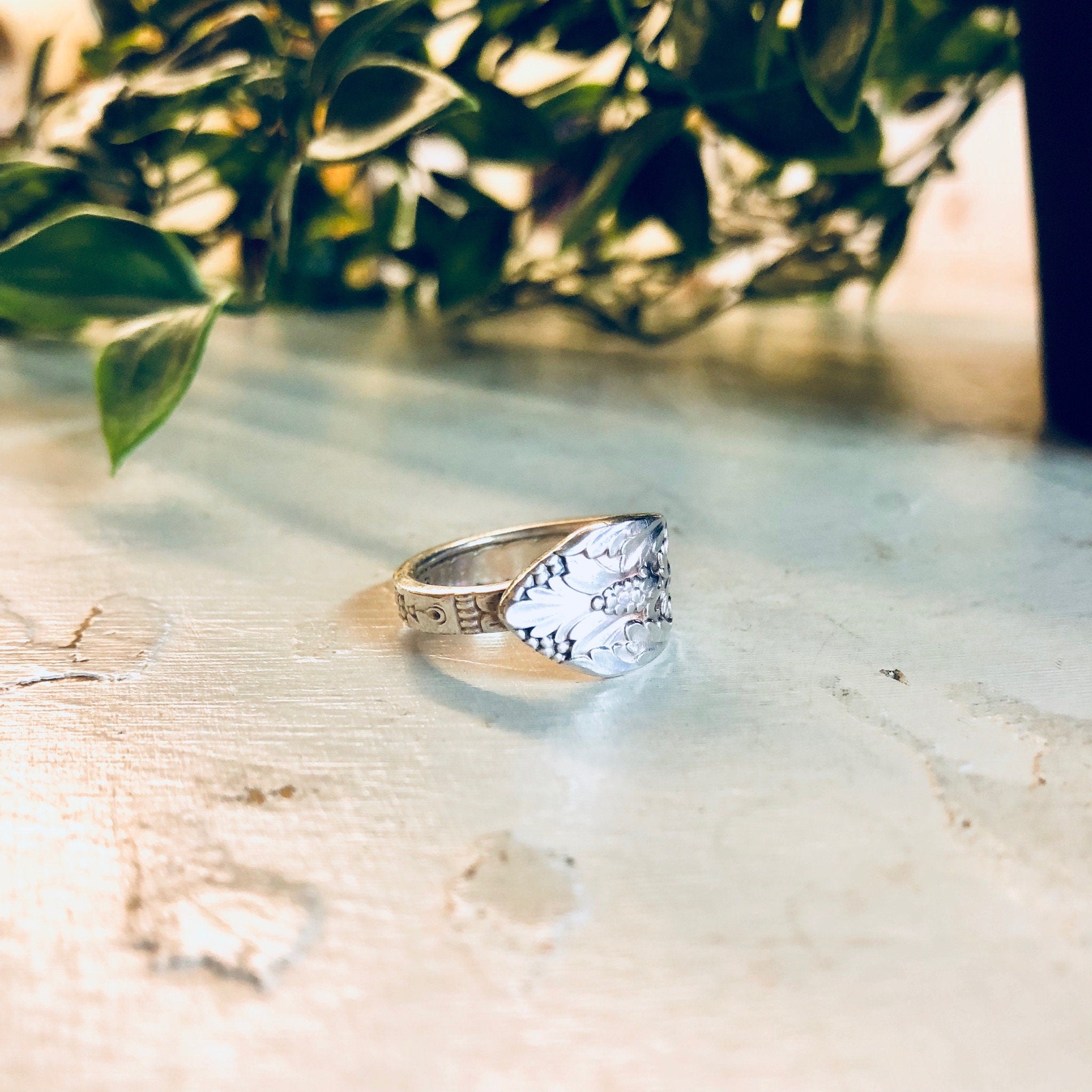 Vintage Spoon Ring, Silver Ring, Vintage Jewelry, Fork Ring, Cutlery Jewelry, Statement Ring, Floral Design Ring, Rogers Bros, Silverware