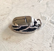 Vintage Silver Pendant, Scarab Necklace, Vintage Necklace, Vintage Jewelry, Sterling Silver, Silver Chain, Scarab Jewelry, Pendant, Bug