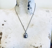 Vintage Silver Pendant, Scarab Necklace, Vintage Necklace, Vintage Jewelry, Sterling Silver, Silver Chain, Scarab Jewelry, Pendant, Bug