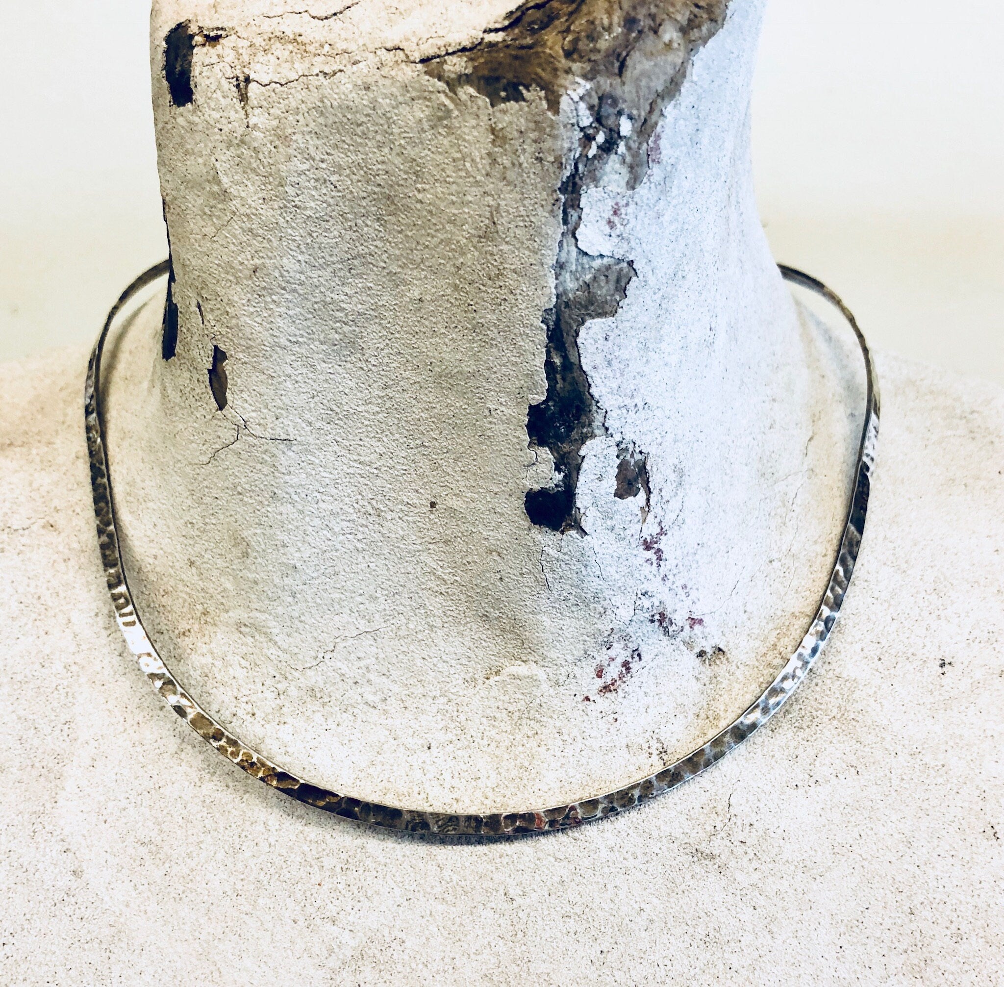 Vintage Silver Choker, Hammered Silver, Sterling Silver, Vintage Jewelry, Silver Choker, Thin Choker, Collar Necklace, Bib Necklace, Vintage
