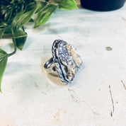 Vintage Silver Ring, Abalone Ring, Abalone Shell, Vintage Jewelry, Sterling Silver, Large Ring, Cocktail Ring, Statement Jewelry, Abalone