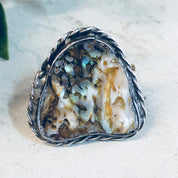 Vintage Silver Ring, Abalone Ring, Abalone Shell, Vintage Jewelry, Sterling Silver, Large Ring, Cocktail Ring, Statement Jewelry, Abalone
