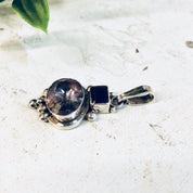 Vintage Silver Pendant, Sterling Silver, Vintage Jewelry, Hessonite Garnet, Amethyst Pendant, Gemstone Pendant, Vintage Necklace, Brown Gem