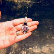 Vintage Silver Pendant, Sterling Silver, Vintage Jewelry, Hessonite Garnet, Amethyst Pendant, Gemstone Pendant, Vintage Necklace, Brown Gem