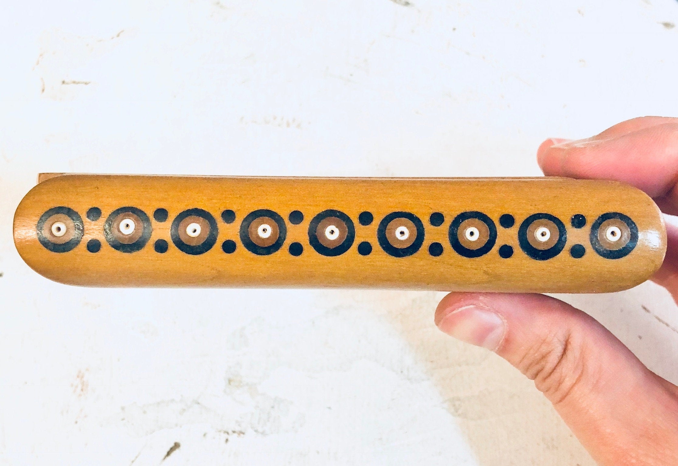 Vintage Wooden Case, Cigarette Case, Handmade Case, Small Case, Beaded Case, Wooden Wallet, Inlaid Wood Case, Hand Crafted, Card Holder