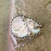 Vintage Silver Pendant, Vintage Silver Brooch, Sterling Silver, Vintage Necklace, Iridescent Stone, Green, Blue, Vintage Pin,Vintage Jewelry