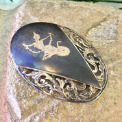 Siam Sterling Brooch, Vintage Brooch, Sterling Silver, Vintage Jewelry, Nielloware, Goddess of Lightening, Mekhala, Silver Brooch, Asian