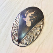 Siam Sterling Brooch, Vintage Brooch, Sterling Silver, Vintage Jewelry, Nielloware, Goddess of Lightening, Mekhala, Silver Brooch, Asian