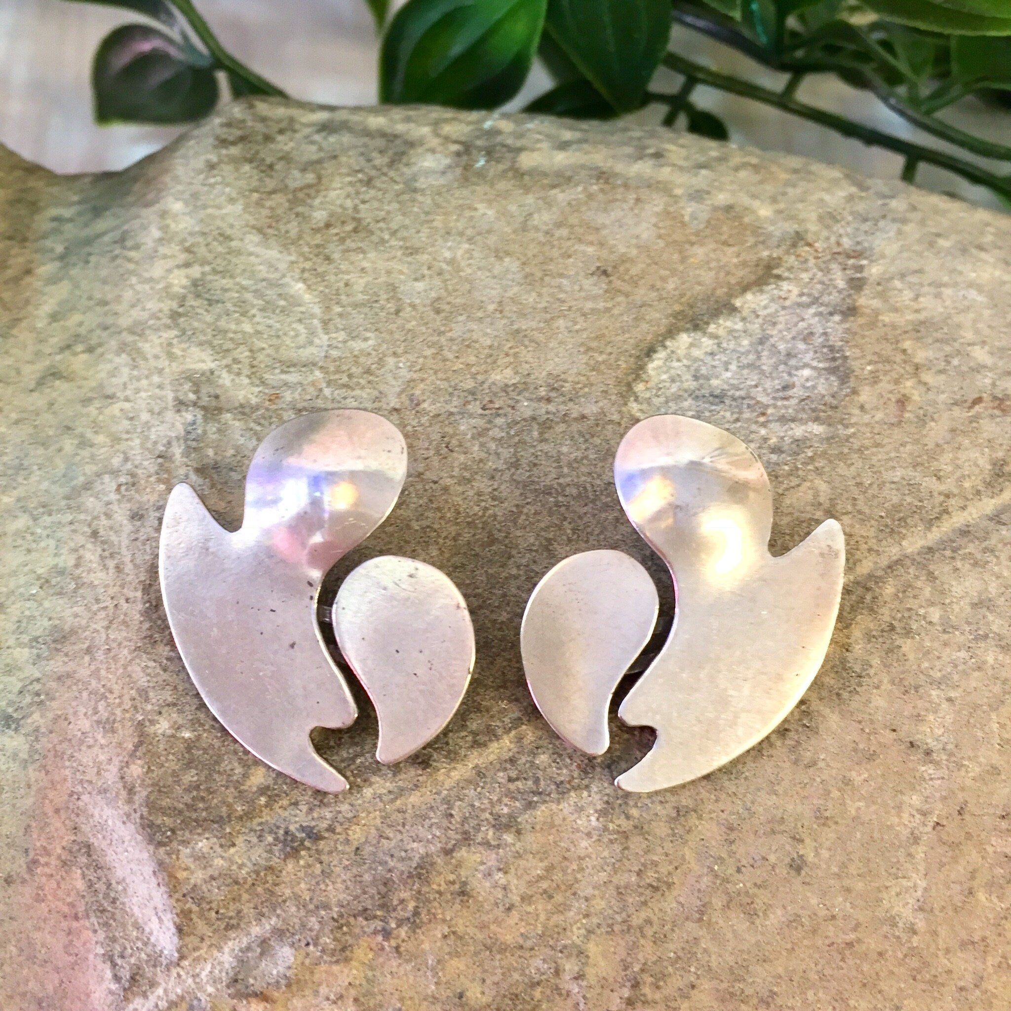 Vintage Silver Earrings, Abstract Earrings, Vintage Jewelry, Sterling Silver, Statement Jewelry, Gift for Mom, Mother's Day Gift,