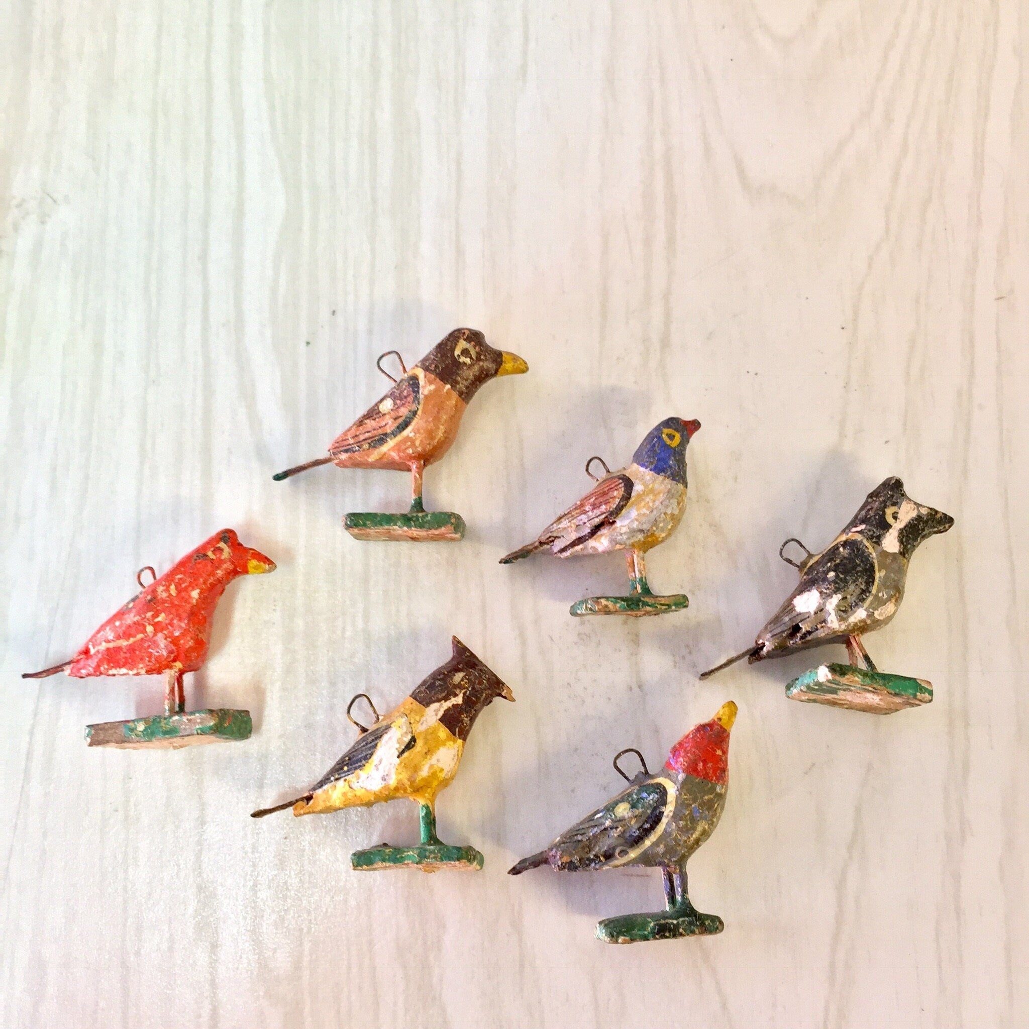 Paper Mache Beads, Bird Beads, Arts and Crafts, Jewelry Making, Birds, Necklace, Bracelet, Red, Blue, Yellow, Brown, Crafting, Small Beads