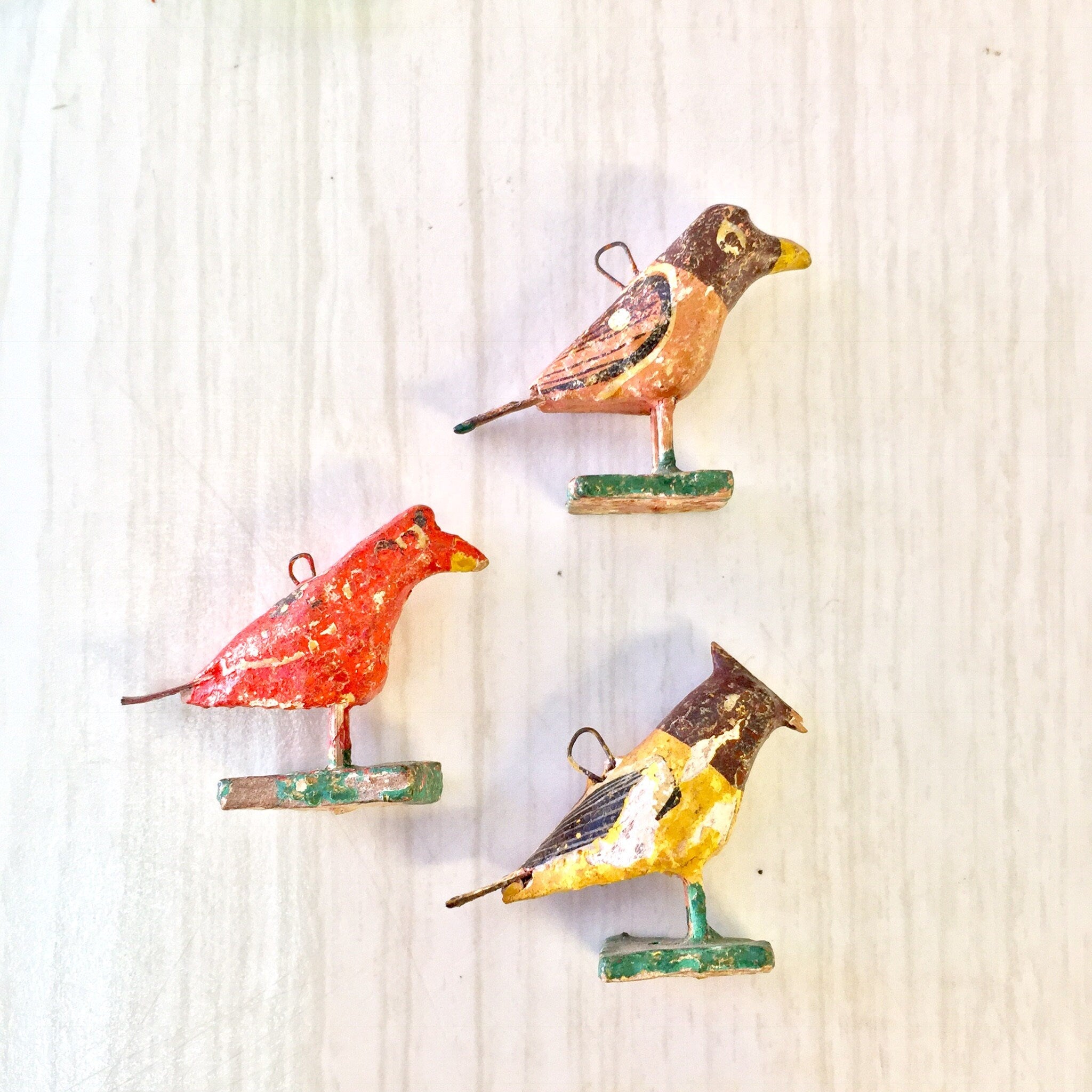 Paper Mache Beads, Bird Beads, Arts and Crafts, Jewelry Making, Birds, Necklace, Bracelet, Red, Blue, Yellow, Brown, Crafting, Small Beads
