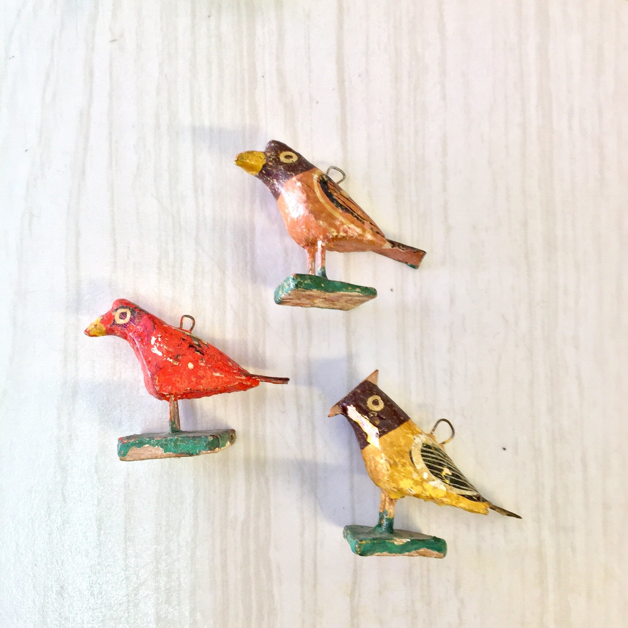 Paper Mache Beads, Bird Beads, Arts and Crafts, Jewelry Making, Birds, Necklace, Bracelet, Red, Blue, Yellow, Brown, Crafting, Small Beads