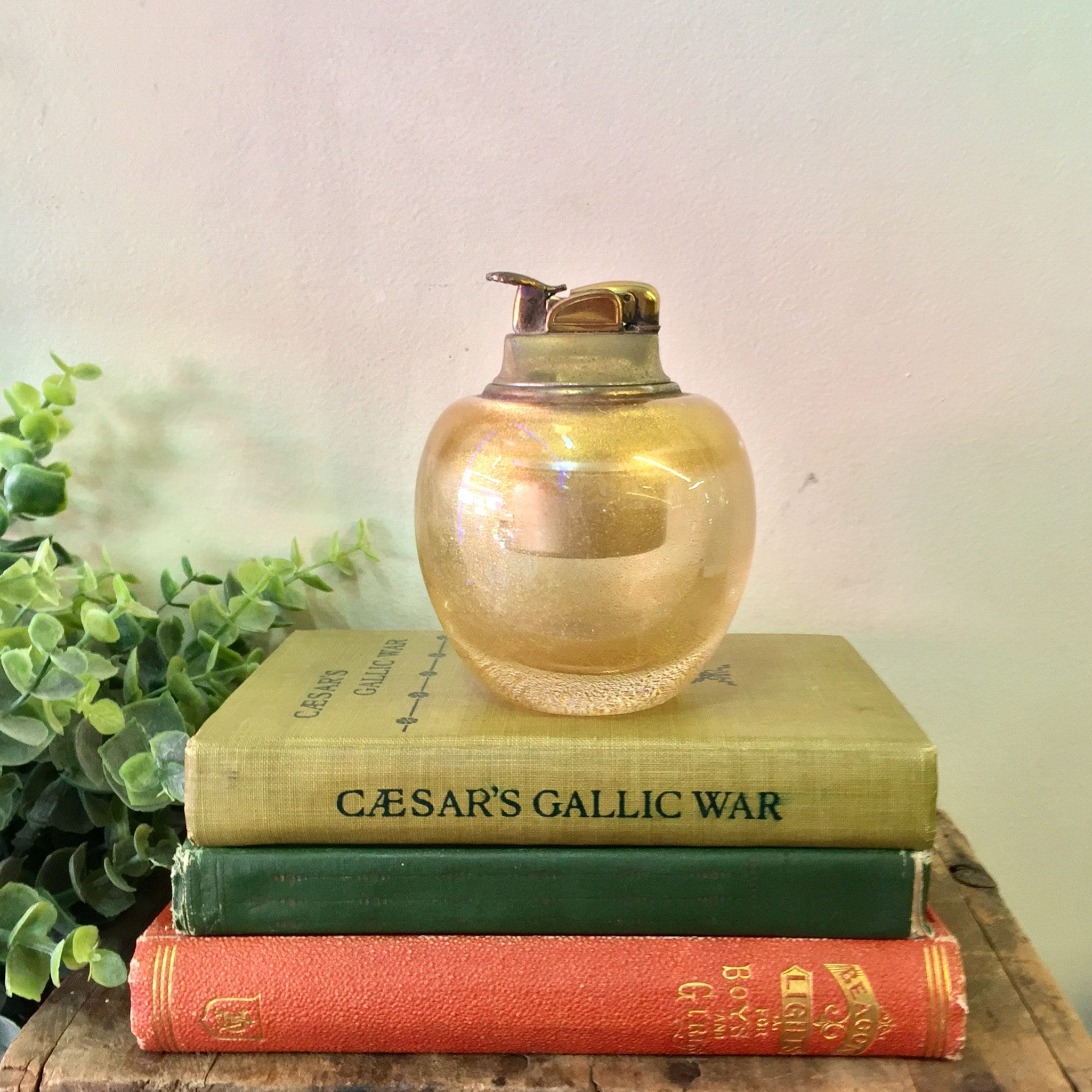 Vintage Evans USA Table Lighter, Gold Lighter, Vintage Home Decor, Glitter, Sparkle, Glass Lighter, Midcentury Modern, MCM Home Decor