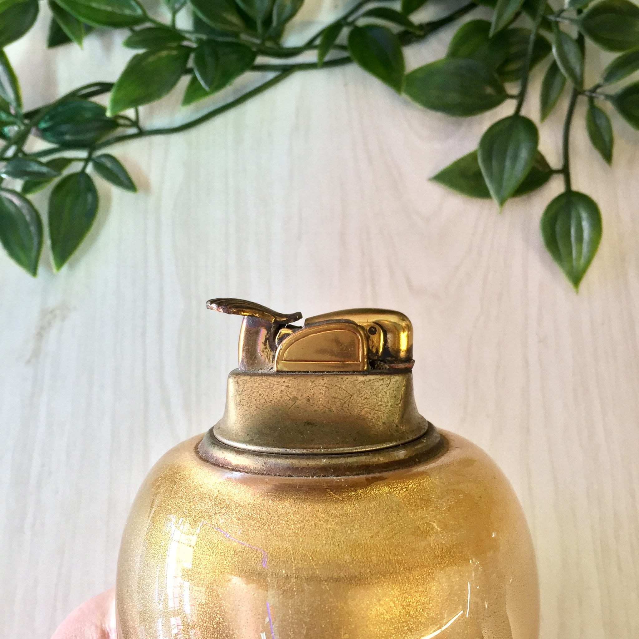Vintage Evans USA Table Lighter, Gold Lighter, Vintage Home Decor, Glitter, Sparkle, Glass Lighter, Midcentury Modern, MCM Home Decor