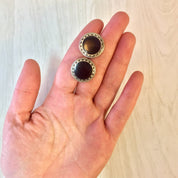 Vintage Cufflinks, Menswear, Suit Accessories, Suit and Tie, Vintage Jewelry, Silver Tone Cuff Links, Round Cufflinks, Black Cufflinks,
