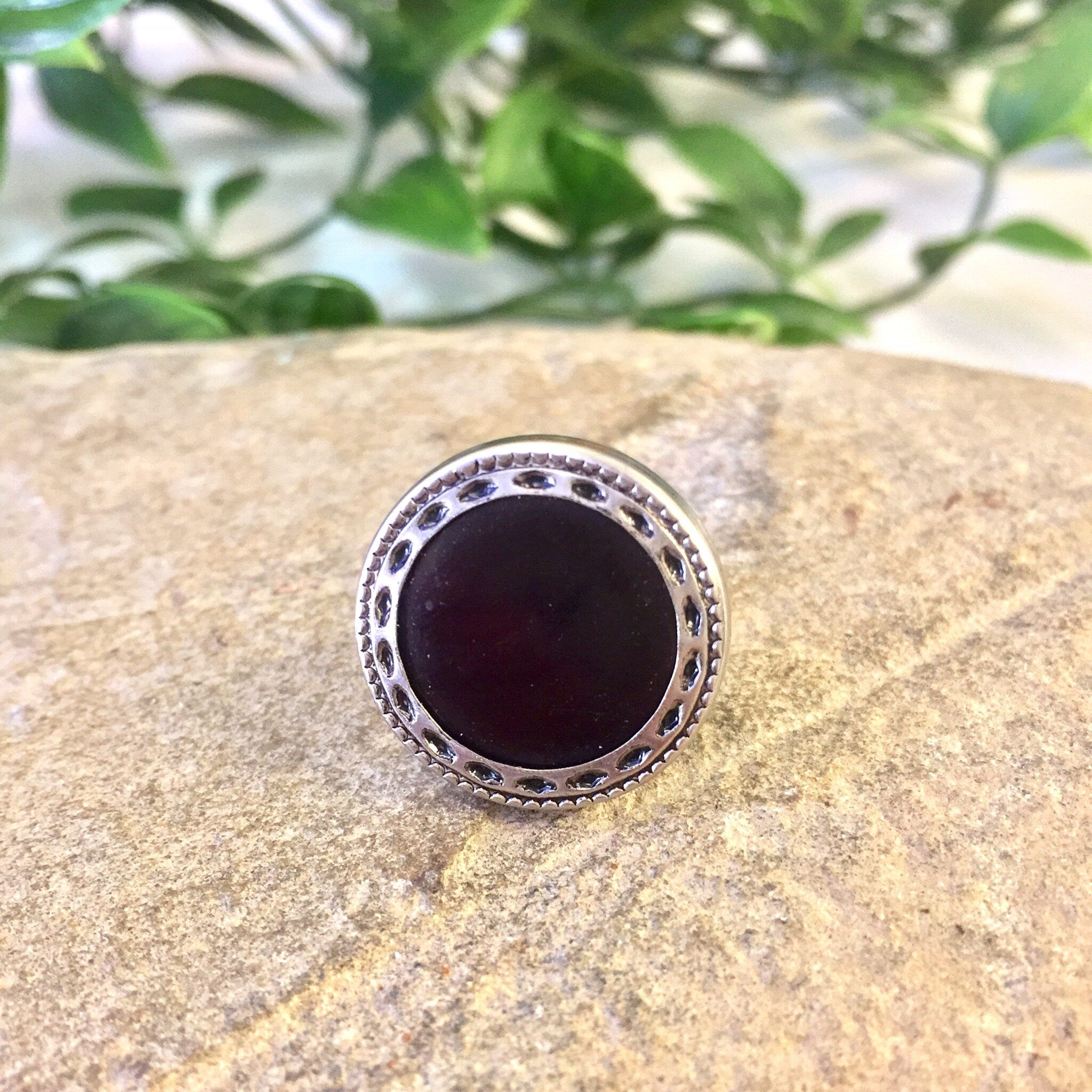 Vintage Cufflinks, Menswear, Suit Accessories, Suit and Tie, Vintage Jewelry, Silver Tone Cuff Links, Round Cufflinks, Black Cufflinks,