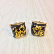 Vintage Cufflinks, Mensear, Suit Accessories, Gold Cufflinks, Black, Gold, Yellow, Gift for Dad, Groom, Groomsman, Square Cufflinks, Bubble