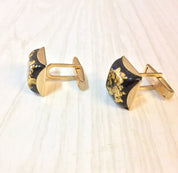 Vintage Cufflinks, Mensear, Suit Accessories, Gold Cufflinks, Black, Gold, Yellow, Gift for Dad, Groom, Groomsman, Square Cufflinks, Bubble