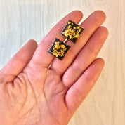 Vintage Cufflinks, Mensear, Suit Accessories, Gold Cufflinks, Black, Gold, Yellow, Gift for Dad, Groom, Groomsman, Square Cufflinks, Bubble