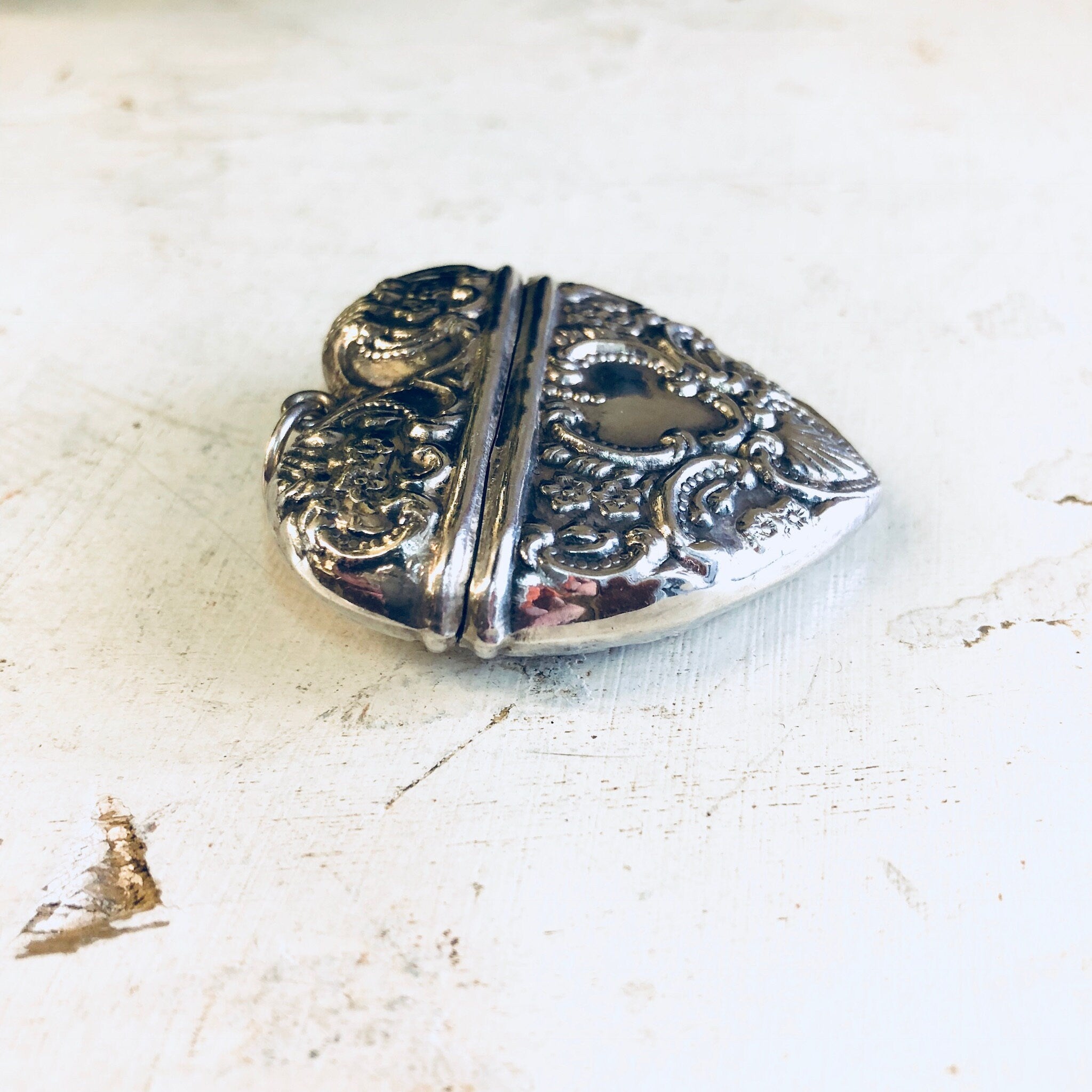 Vintage Silver Locket, Heart Locket, Vintage Pendant, Necklace, Sterling Silver, Heart Container, Pendant Container, Large Pendant, Heart